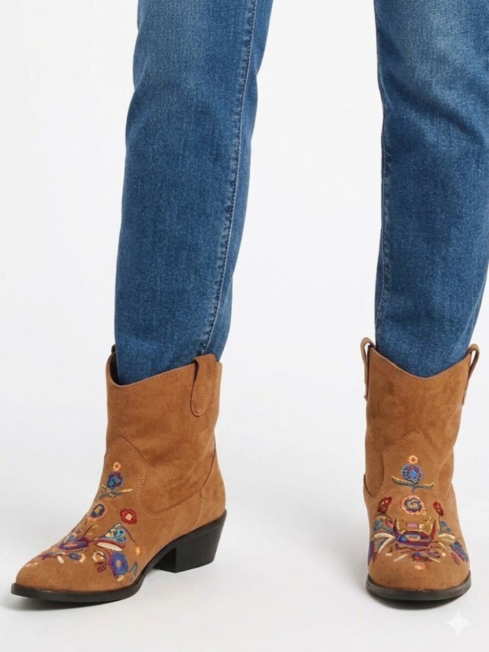 Mudd Women's Brown Cowboy Western Cheyenne Embroidered Ankle Boots Shoes 8